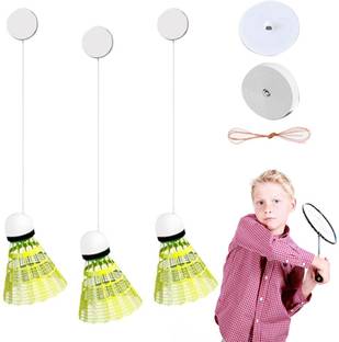 Qpets Badminton Trainer Device Set Bouncing Badminton Ball with Elastic Cord Practice Badminton Kit