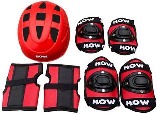 HOW(House Of Wishes) Skating Set for Roller Skates Cycling Skateboard Age 7 to 9 Year Red Small Skating Kit