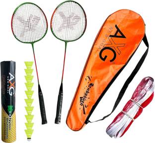 AXG NEW GOAL Thrasher Racquets Set of 2 with 10 Shuttles & Net Badminton Kit