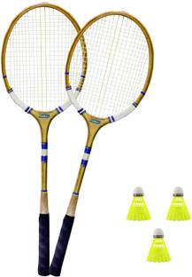 MINIBLITZ Wooden Rackets 2 Piece Badmintons with 3 Shuttles Badminton Racquet Badminton Kit