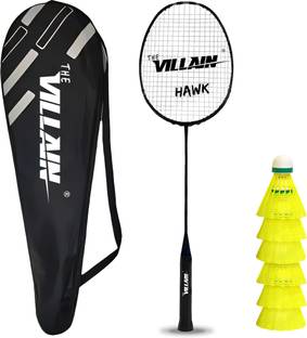 The Villain Hawk Single Shaft Professional Badminton Racket with 6 Pcs Plastic Shuttles Badminton Kit
