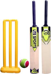 UTE SPORTS Fire Wooden bat, Plastic stump,1 tennis ball Kit Size 5 For Age Group 7-10 Cricket Kit