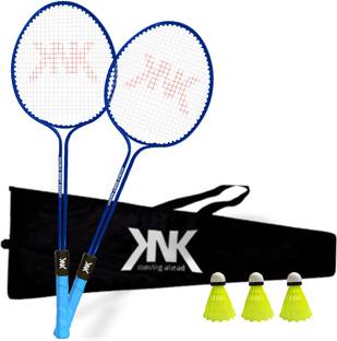 KNK Double Shaft Badminton Kit Of 2 With 3 Pc Nylon Shuttlecock Badminton Kit