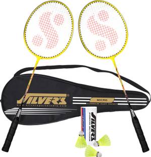 Silver's MICRO Badminton Combo- 2 Rackets with Shuttle Pack of 3 Badminton Kit
