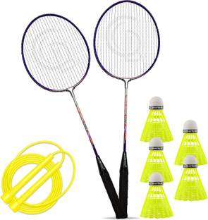 CLOVERBYTE POWER Purple LightWeight Badminton Racquet 1 Pair , 5 Shuttles & Skipping Rope Badminton Kit