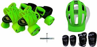 Jaspo Green Rider Intact Senior Skates Combo (Skates+Helmet+Knee+Elbow+Bag)Suitable For Age 6 To 14 Years Skating Kit