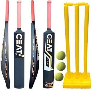 Krishav Trading Combo Set Pvc Plastic Bat With Plastic Wicket Set 3 Stumps And 2 Tennis Ball Cricket Kit