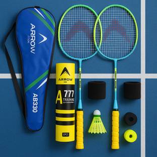 ArrowMax Badminton Pair 2 pc,6 pc Shuttle,2 Grips,2 Sweatband Junior Size Badminton Kit