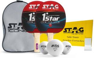 Stag iconic Anywhere Everywhere 2 Racquets & 3 Balls (White) Table Tennis Kit