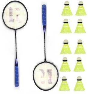 CLOVERBYTE Badminton kit Set Of 2 Piece Racquet with 10 Piece Plastic ShuttleCock Badminton Kit