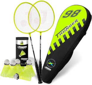 Jaspo Thunder Badminton Kit,Badminton Set of Metal Alloy Rackets with shuttles and bag Badminton Kit