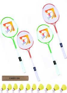 CARRY ON DUAL SAFT BADMINTON RACKET 4 PIEC WITH 10 PIEC SHUTTLE BOX Badminton Kit