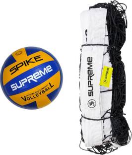 Supreme Volleyball Combo (1 Volleyball Net Nylon 4 Side Tape,1 Volleyball Molded 18 P. ) Volleyball Kit