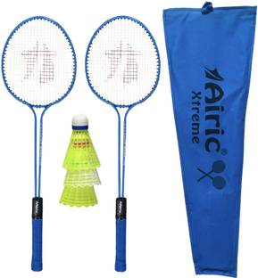 Airic Classic Blue Double Shaft Xtreme Set with 3 Shuttles Badminton Kit