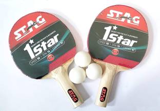 स्टैग आइकॉनिक Anywhere Everywhere 2 Racquets & 3 Balls (White) टेबल टेनिस किट