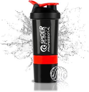 ZYRO Spider Gym bottle with Stainless Steel Mixer Ball & 2 Containers for Protein 500 ml Shaker