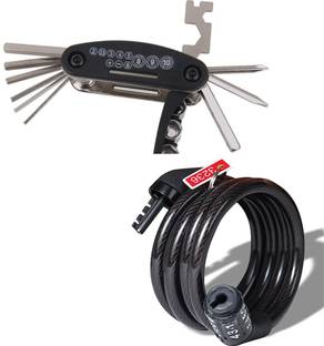 QUICK FIT Combo Pack of Bicycle Number Lock & 15-In-1 Cycle Repair Tool Cycling Kit
