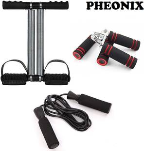Pheonix Combo Of Double Spring Tummy Trimmer With 2 Foam Hand Gripper And Skipping Rope Fitness Accessory Kit Kit