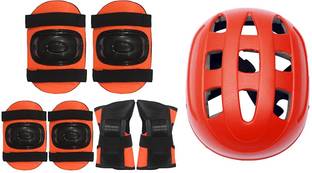 HK Sports Flourascent Skating Protection Kit - Helmet || Elbow || Knee || Hand Guard Skating Kit