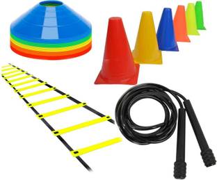 Hobs Collection 6 Inch Cones Pack 6,10 Space Markers, 4 Meter Ladder & Pencil Skipping Rope Football & Fitness Kit