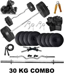 DCS Pro 30 kg 30kg PVC GYM KIT WITH 3 ft.(Bend + Straight) RODS & ACCESSORIES Home Gym Combo