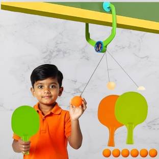 Btop Hanging Table Tennis Trainer Set| 2 Rackets, 3 Balls| Indoor Self-Practice Game Table Tennis Kit