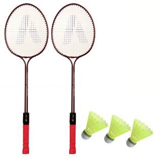MINESFIT Double Shaft Badminton Racket Combo Kit Set Of 2 Racquet With 3 Pcs Shuttlecock Badminton Kit