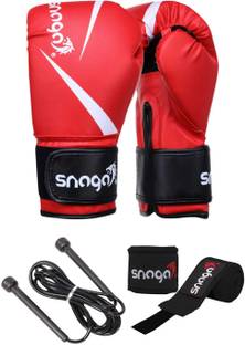 Snaga Boxing Gloves with Supportive Hand Wraps & Skipping Rope 6oz Boxing Kit