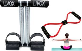 LIVOX Double Spring Tummy Trimmer With Chest Expander Resistance Ab Exerciser