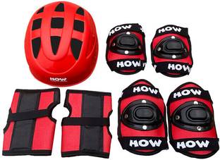 HOW(House Of Wishes) Skating Set for Roller Skates Cycling Skateboard Age 7 to 9 Year Red Small Skating Kit