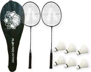 STYRKR Badminton racquets Kit Combo Set Of 2 Piece Racquet With 6 Fathers Shuttle Badminton Kit