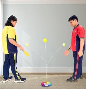 CountryLink Table Tennis Training Kit 2 Ping Pong Balls &2 Table Tennis Bat with Metal Base Table Tennis Kit