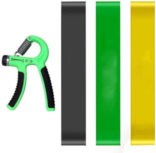 Manogyam Fitness Combo Pack of Loop Band Set of 3 & Hand Gripper Fitness Accessory Kit Kit