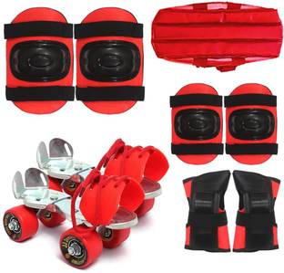 SWAURSAHA Roller Skates with Skating Safety Guards | Skating Kit (7-15 Years Kids) (RED) Skating Kit