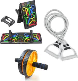 LIVOX Double Toning Resistance Tube, Push up Board And Ab wheel roller Resistance Tube