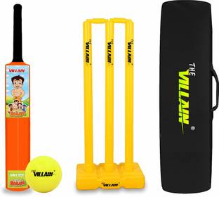 The Villain Chhota Bheem Cricket Bat, Ball, Wicket & Cover | Size6-Age Group12-14,Multicolor Cricket Kit