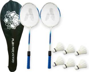 STYRKR Badminton racquets Kit Combo Set Of 2 Piece Racquet With 6 Fathers Shuttle Badminton Kit