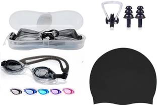 ArrowMax Swimming Goggle Cap Earplug Noseplug Set Kit For Boys Men Swimming Kit