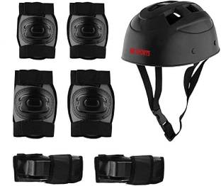 HK Sports Flourascent Skating Protection Kit - Helmet || Elbow || Knee || Hand Guard Skating Kit