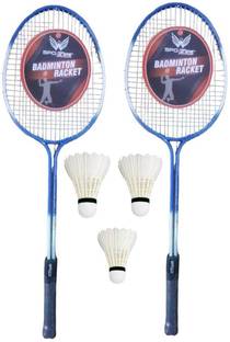SPO Zone Badminton Combo Kit Set Of 2 Piece Racquet With 3 Piece Feather Shuttlecock Badminton Kit