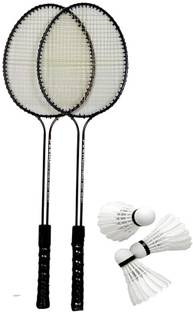 Parashoot 2 PC Double Shaft Racket With 3 Feather shuttle Cock Badminton Kit