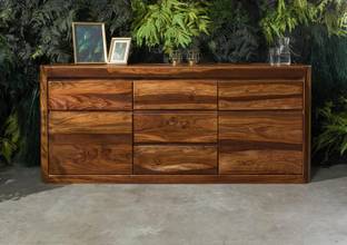 DEMIWALL DEMIWALL Wooden Sideboard Cabinet for Living Room, Drawing Room Solid Wood Kitchen Cabinet