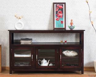 Woodefly Sheesham Wood Crockery Cabinet with Three Glass Doors | Storage Unit Solid Wood Crockery Cabinet