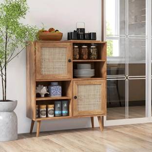 WOODUKOO Solstice Kitchen Storage Cabinet Solid Wood Crockery Cabinet