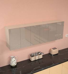 SPECIALITY PANELS 6 Door Mirror Glossy triple layered UV Resistant handless shutter, French cleat Engineered Wood Kitchen Cabinet