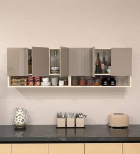 SPECIALITY PANELS 6 Door Mirror glossy triple layer UV resistant handless shutter, Organizer Shelf Engineered Wood Crockery Cabinet