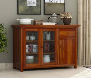 Krishna Wood Decor Solid Sheesham Wood Kitchen Cabinet With Multiple Shelves For Kitchen/ Storage | Solid Wood Kitchen Cabinet