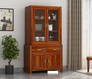 Krishna Wood Decor Solid Sheesham Wood Kitchen Cabinet With Multiple Shelves For Kitchen/ Storage | Solid Wood Kitchen Cabinet
