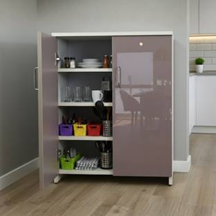 SPECIALITY PANELS 2 Door Mirror Glossy triple layered UV Resistant, 1 shelf open & 3 Shelf Cabinet Engineered Wood Kitchen Cabinet