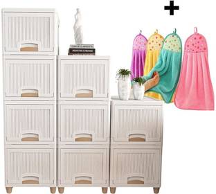Jayci Mart 3 Layer Foldable Cabinet Plastic Cupboard For Storage Plastic Modular Drawer Plastic Kitchen Cabinet